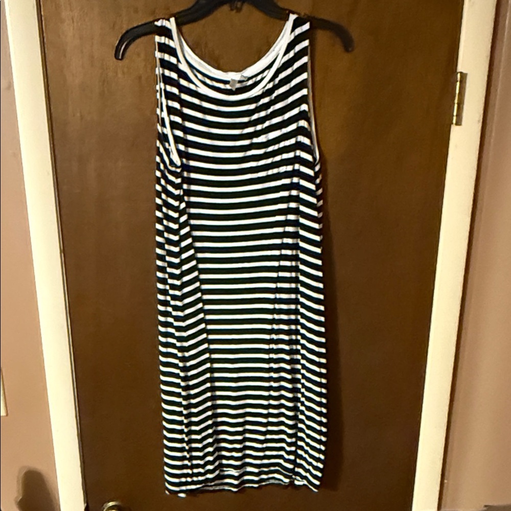 Striped Sleeveless Dress with Pocket